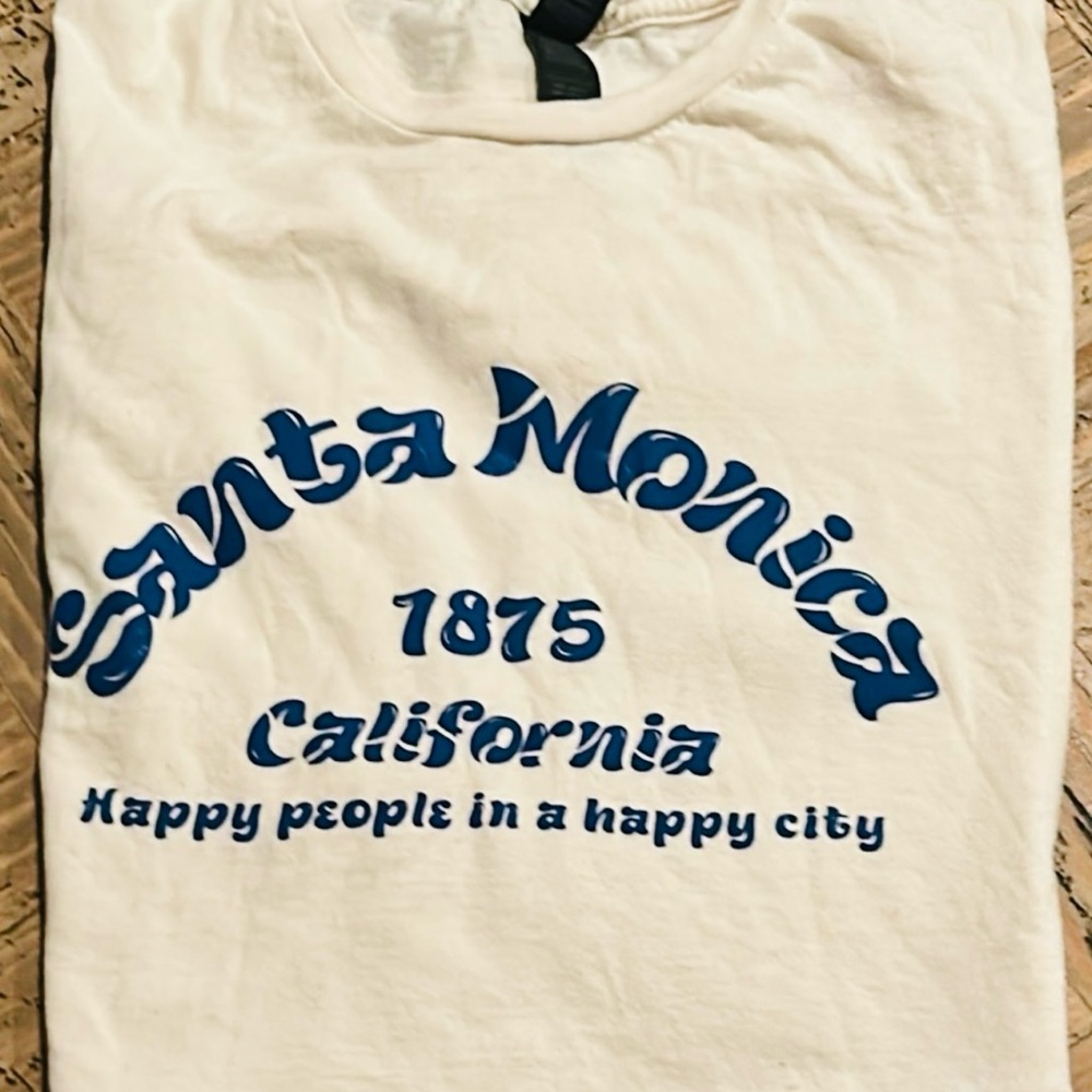 Santa Monica Tee, Women’s size Large, Gildan soft style, nice pre owned cond